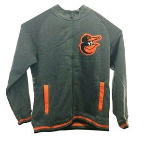 MLB Baltimore Orioles Baseball Jacket Men Bases Loaded Gray Sz Large Lg 1898-321